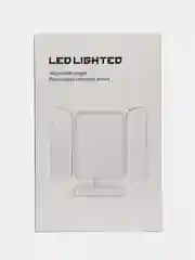 Белый зеркало настольное косметическое с LED подсветкой и увеличением, складное