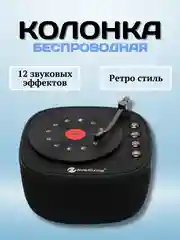 Черный беспроводная портативная Bluetooth  колонка, с радио и 12 звуковых эффектов