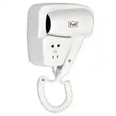 Белый 1405.002 Фен для волос настенный "Puff-1200B", белый, 1,2 кВт, с доп. розеткой