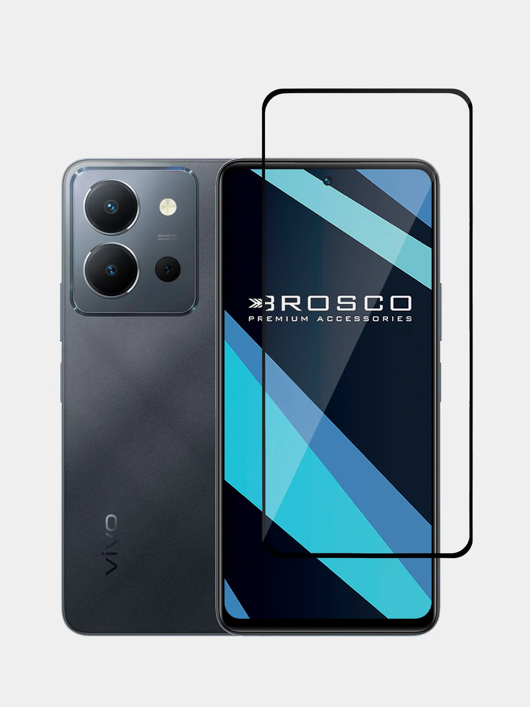 Прозрачный 1-2 шт стекло для Vivo Y36 защитное ROSCO прозрачное олеофобное покрытие с черной рамкой