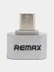Серебряный переходник Remax OTG с USB на micro-USB, USB 2.0