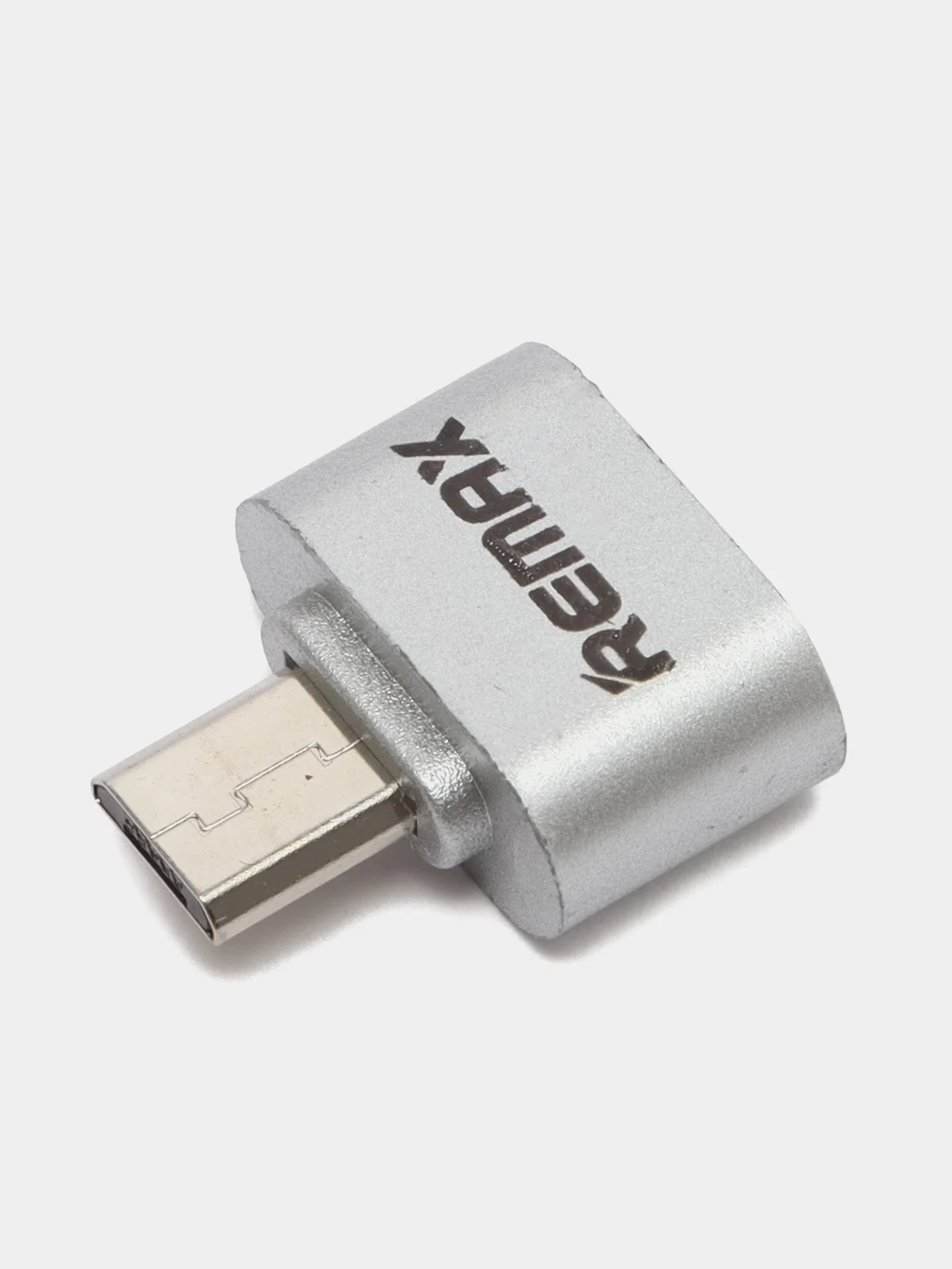 Серебряный переходник Remax OTG с USB на micro-USB, USB 2.0