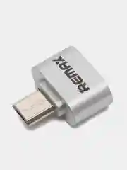 Серебряный переходник Remax OTG с USB на micro-USB, USB 2.0