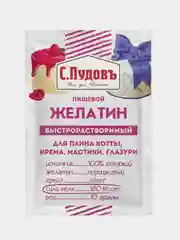 Желатин С.Пудовъ для панна котты, крема, мастики, глазури, 10г