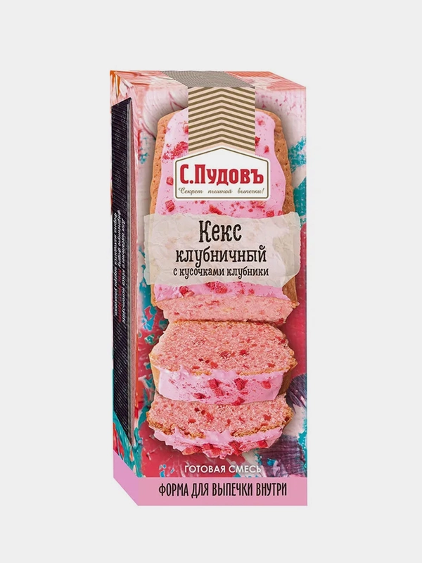 Смесь для выпечки С.Пудовъ "Кекс Клубничный с кусочками клубники", 300г