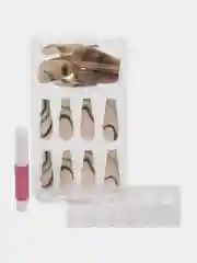 Накладные ногти длинные(24 шт+ клей+ клеевые стикеры 24 шт)