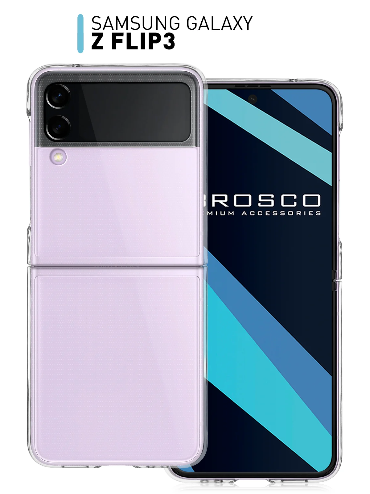 Прозрачный складной чехол для Samsung Galaxy Z Flip 3 пластиковый ROSCO прозрачный с защитой камер