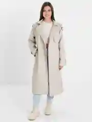 Молочный тренч кожаный женский, плащ кожаный, экокожа, удлиненный, с поясом, на пуговице