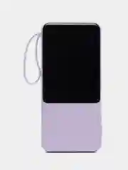Сиреневый внешний аккумулятор PowerBank с быстрой зарядкой и встроенными кабелями,  20000 мАч
