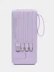 Розовый внешний аккумулятор PowerBank с быстрой зарядкой и встроенными кабелями,  20000 мАч