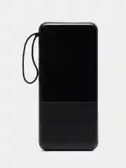 Черный внешний аккумулятор PowerBank с быстрой зарядкой и встроенными кабелями,  20000 мАч