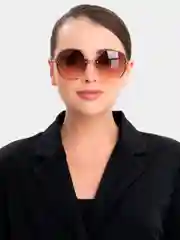 Коралловый меланж солнцезащитные большие очки, круглые, полуободковые, с градиентными линзами