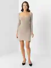 Бежевый меланж платье женское, классическое