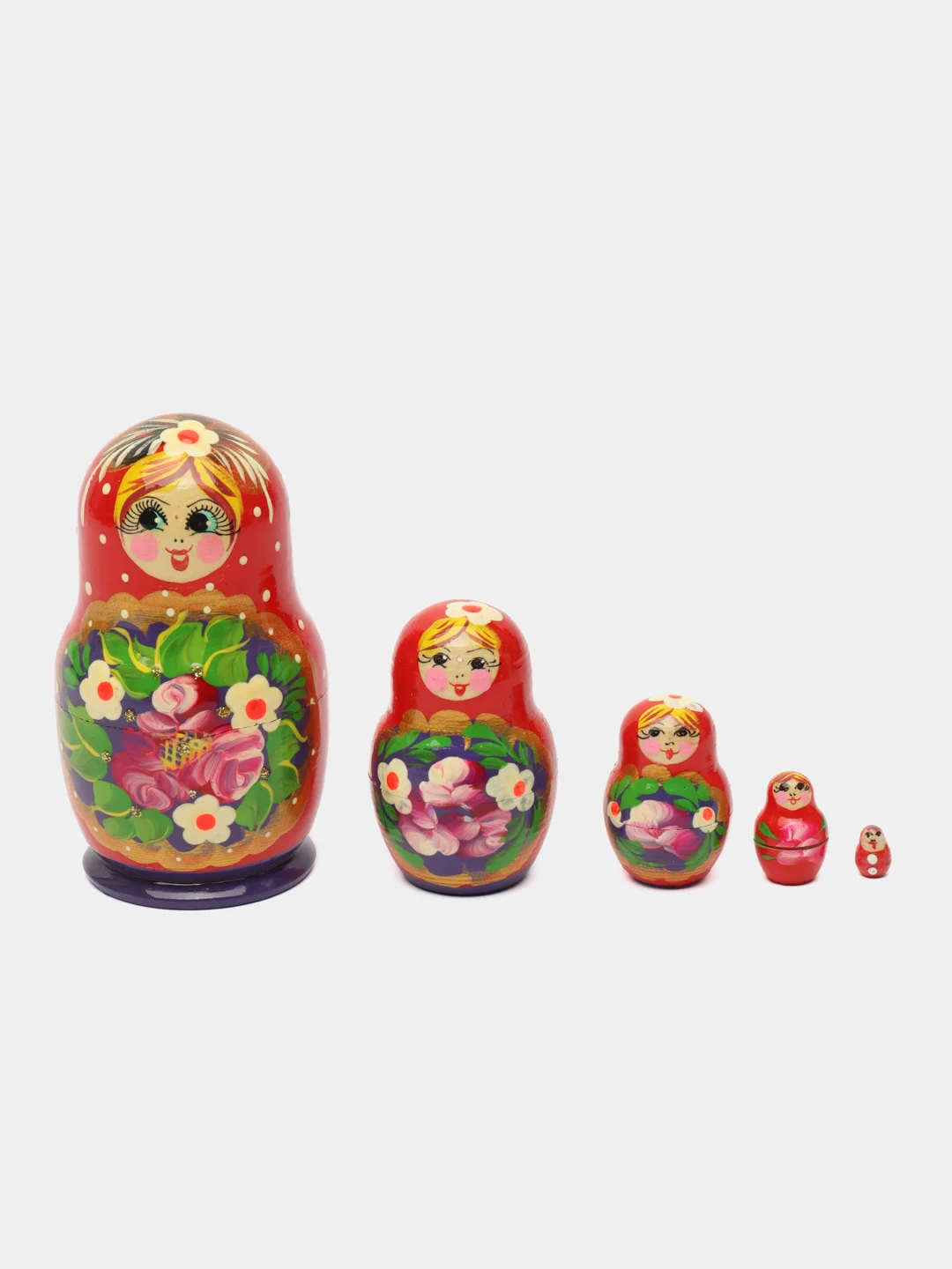 Аметистовый матрешка 5 в 1 из дерева.В яркой раскраске