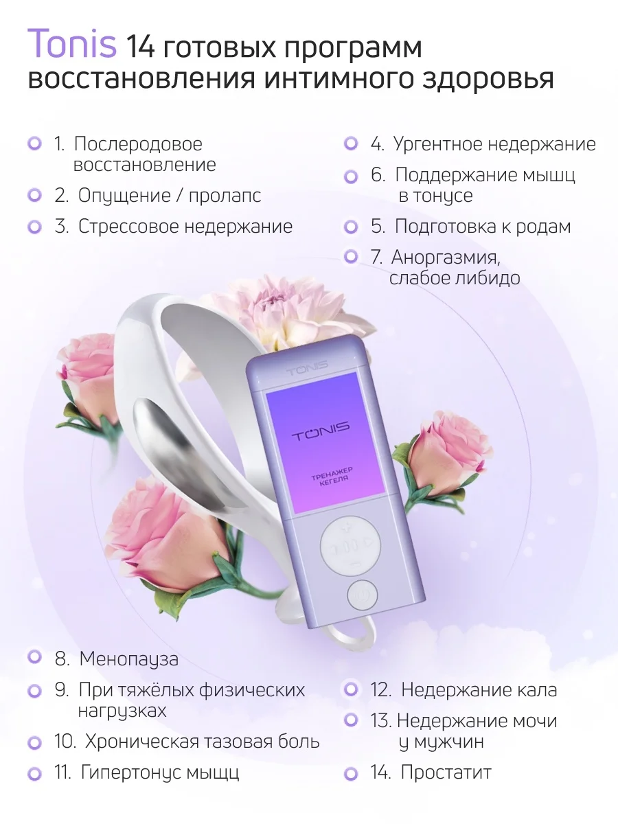 Миостимулятор TONIS для интимных мыщц. Тренажер Кегеля для женщин