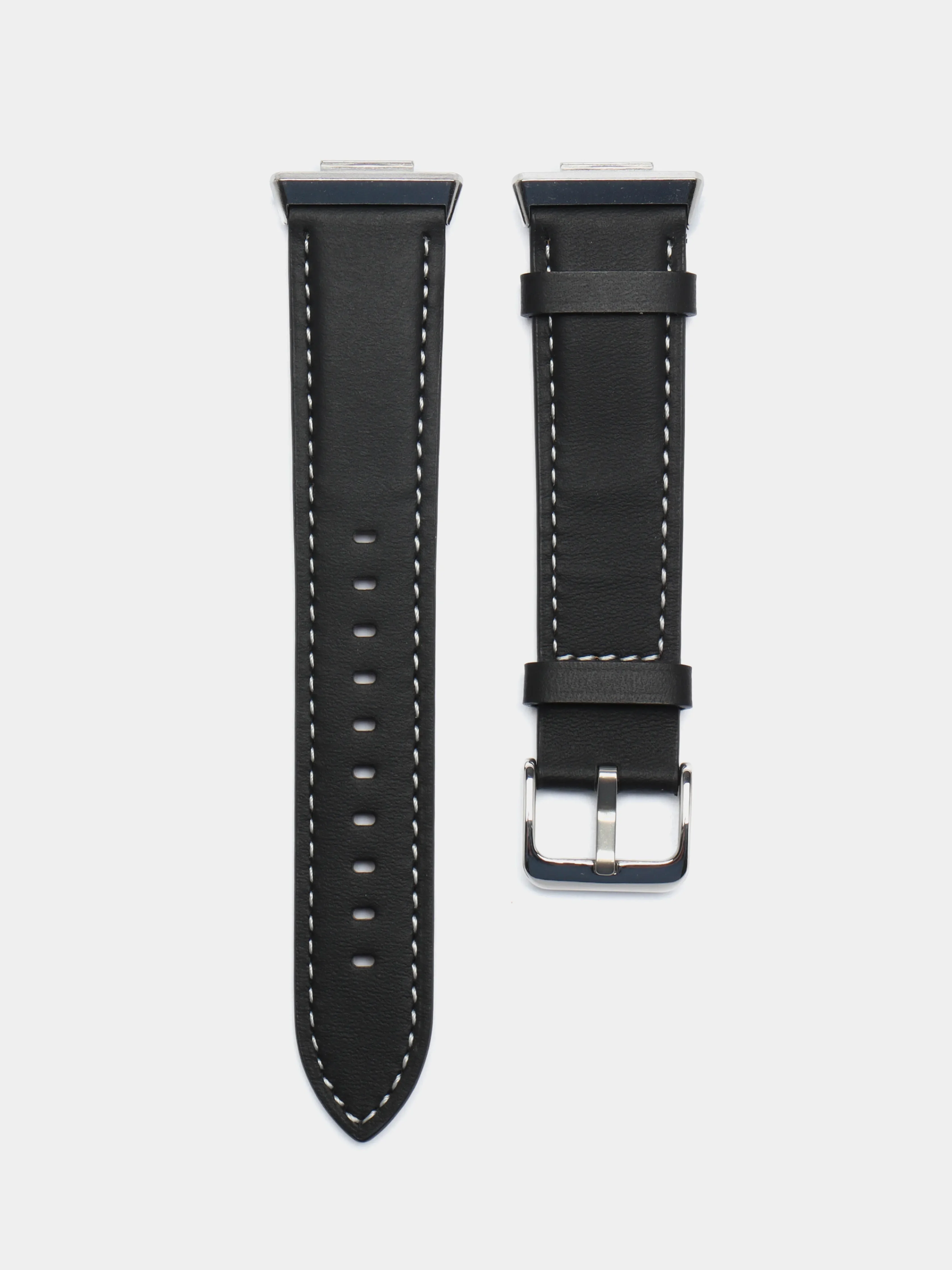 Черный кожаный ремешок для смарт часов 20мм экокожа с адаптером для Huawei Watch Fit 2, браслет