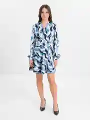 Женское укороченное платье-кимоно с запахом, бирюзовая волна one size