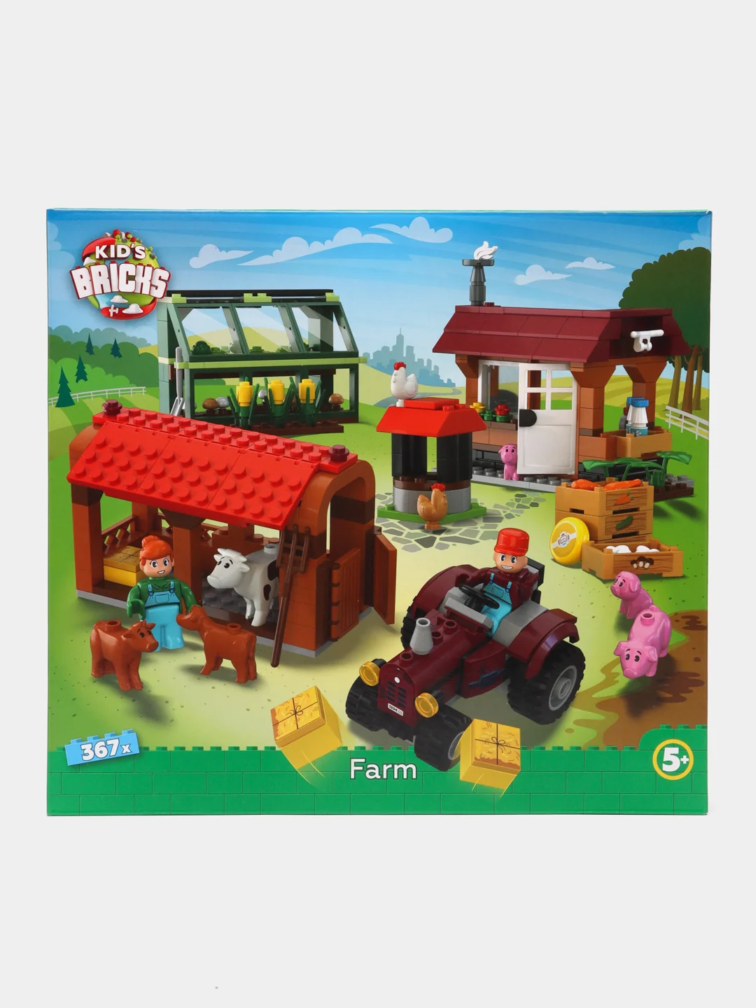Набор конструкторов для детей Kids Bricks ферма пикник пекарня вертолет парк развлечений