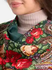 Зеленый платок женский на голову, плечи или шею, с бахромой, из шерсти и вискозы, 100 х 100 см