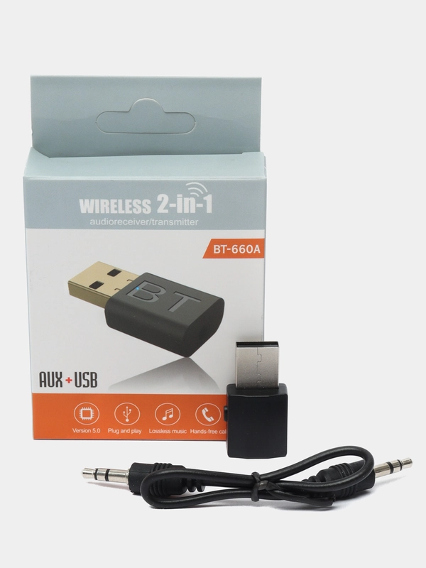 Аудио беспроводной USB Bluetooth AUX адаптер, 5,0 мм, ресивер. BT-660A
