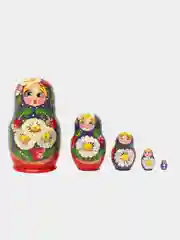 Индиго матрешка 5 в 1 из дерева.В яркой раскраске