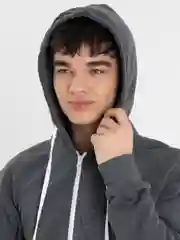 Серый джемпер мужской с молнией и капюшоном