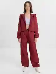 Бордовый костюм с укороченной курткой one size