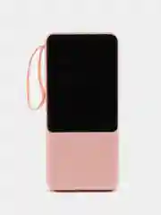 Розовый внешний аккумулятор PowerBank с быстрой зарядкой и встроенными кабелями,  20000 мАч