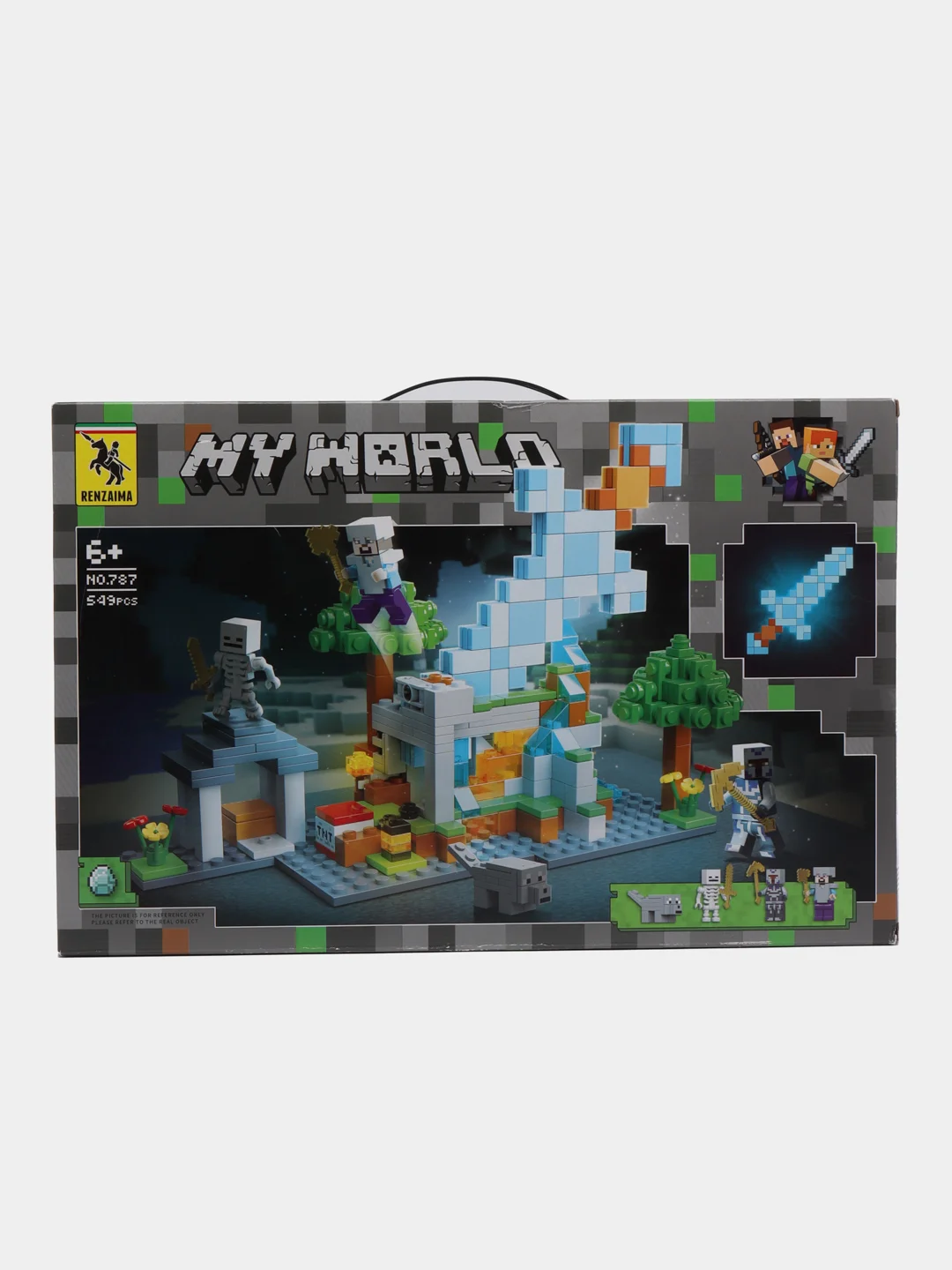 Серый металлик конструктор Minecraft(Майнкрафт) My World(Мой мир) совместим с Лего (Lego) 340-550 деталей
