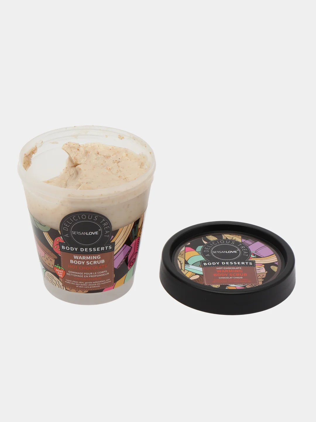 Бежевый меланж sersanlove Chocolate Chaud скраб для тела,бережное очищение и приятный аромат шоколада