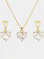 Прозрачный комплект женских украшений: Серьги и Цепочка "Сердце"