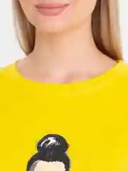 Желтый футболка женская, с принтом
