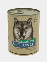 Влажный корм для собак Vetlunch Hypoallergenic профилактика пищевой аллергии консервы 340г