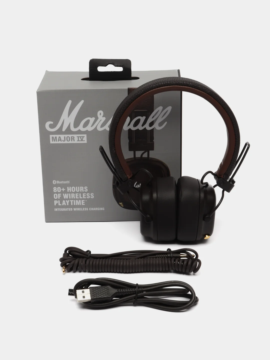 Коричневый беспроводные блютус наушники Marshall Major IV, с микрофоном, джойстик управления