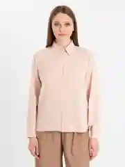 Кремовый блузка женская офисная с длинным рукавом