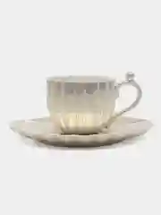 Белый кружка с блюдцем для чая и кофе, чайная пара жемчужная