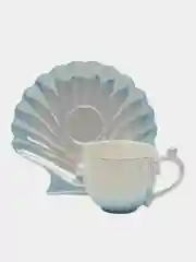 Голубой кружка с блюдцем для чая и кофе, чайная пара жемчужная