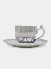 Лавандовый кружка с блюдцем для чая и кофе, чайная пара жемчужная