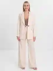 Молочный костюм BLAZER классический, с прямыми брюками, женский