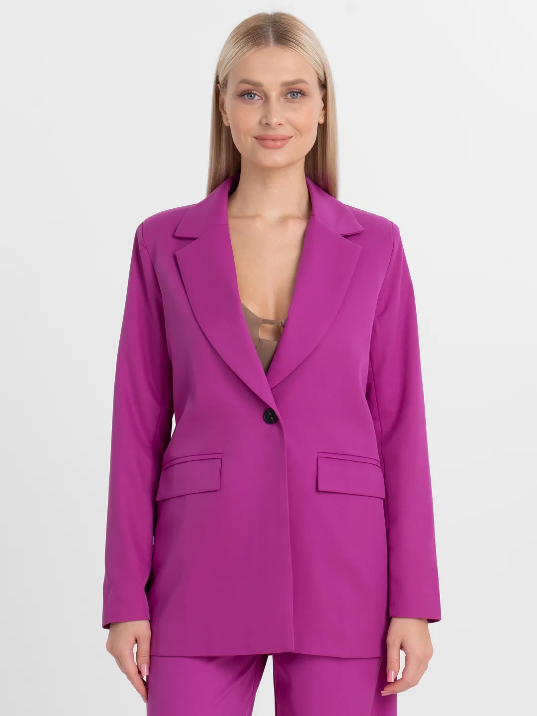 Фиолетовый костюм BLAZER классический, с прямыми брюками, женский