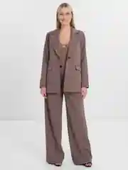 Коричневый костюм BLAZER классический, с прямыми брюками, женский