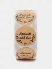 Наклейки круглые handmade для упаковки, этикетки "Handmade with love", "Thank you" d=2,5см