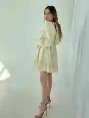 Желтый платье с длинным рукавом, весна, лето