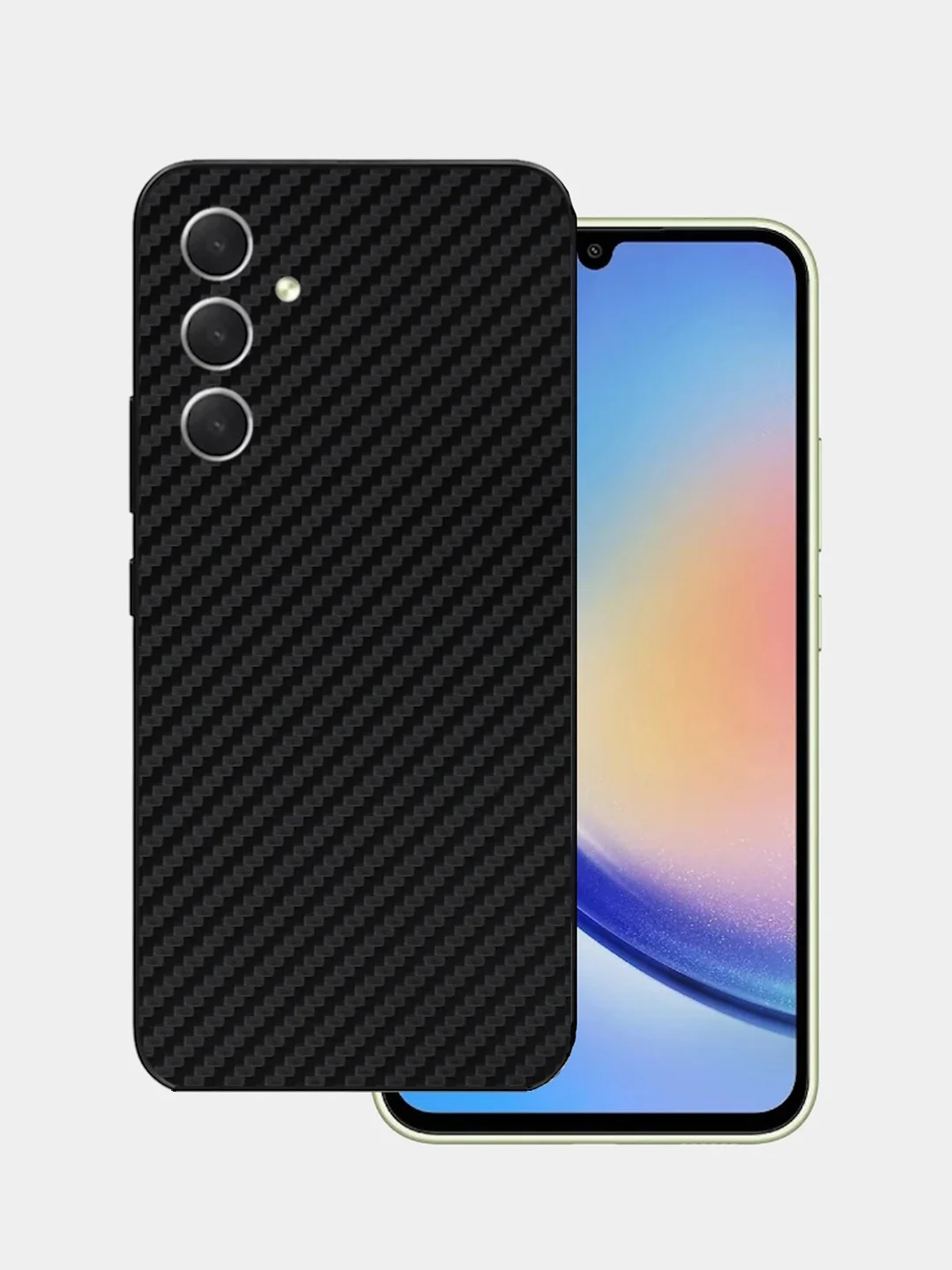 Черный защитная пленка для Samsung Galaxy A24 под карбон на заднюю часть, назад Самсунг А24 кожа