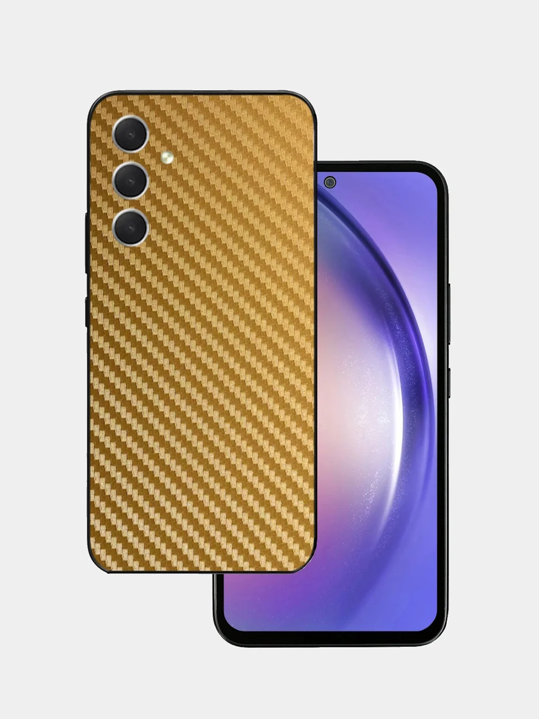 Золотой защитная пленка для Samsung Galaxy A54 под карбон на заднюю часть, назад Самсунг А54 кожа