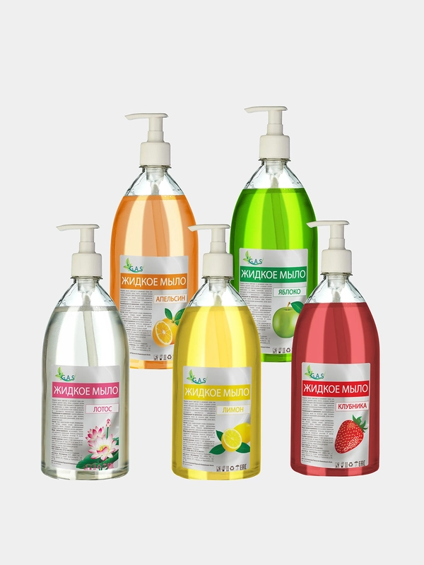 Жидкое мыло для рук с дозатором, 1 литр, 5 ароматов GAScleanex