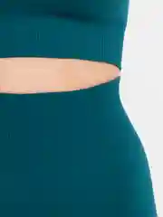 Зеленый женский спортивный бесшовный костюм