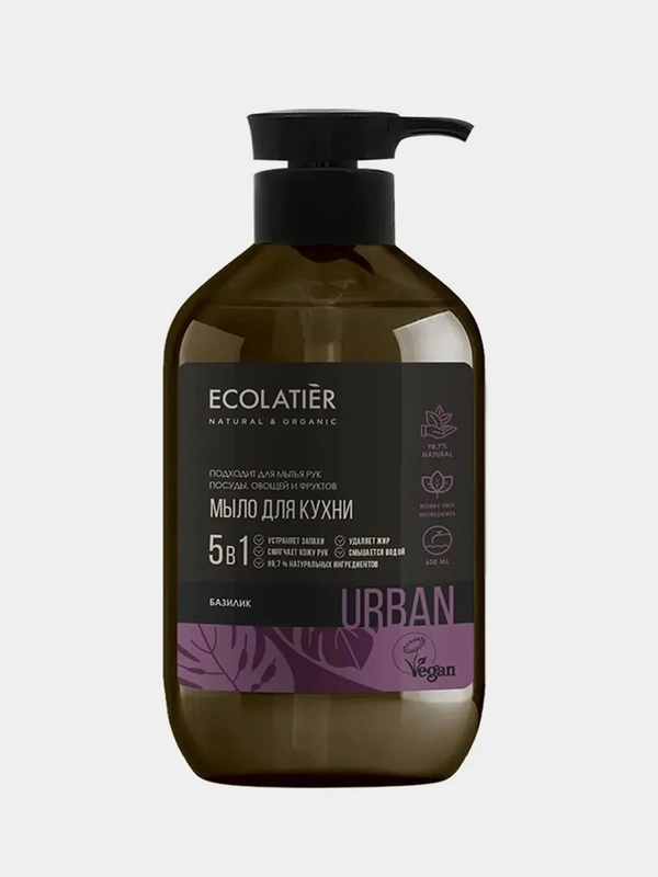Жидкое мыло для рук БАЗИЛИК кухонное Ecolatier Urban 600 мл