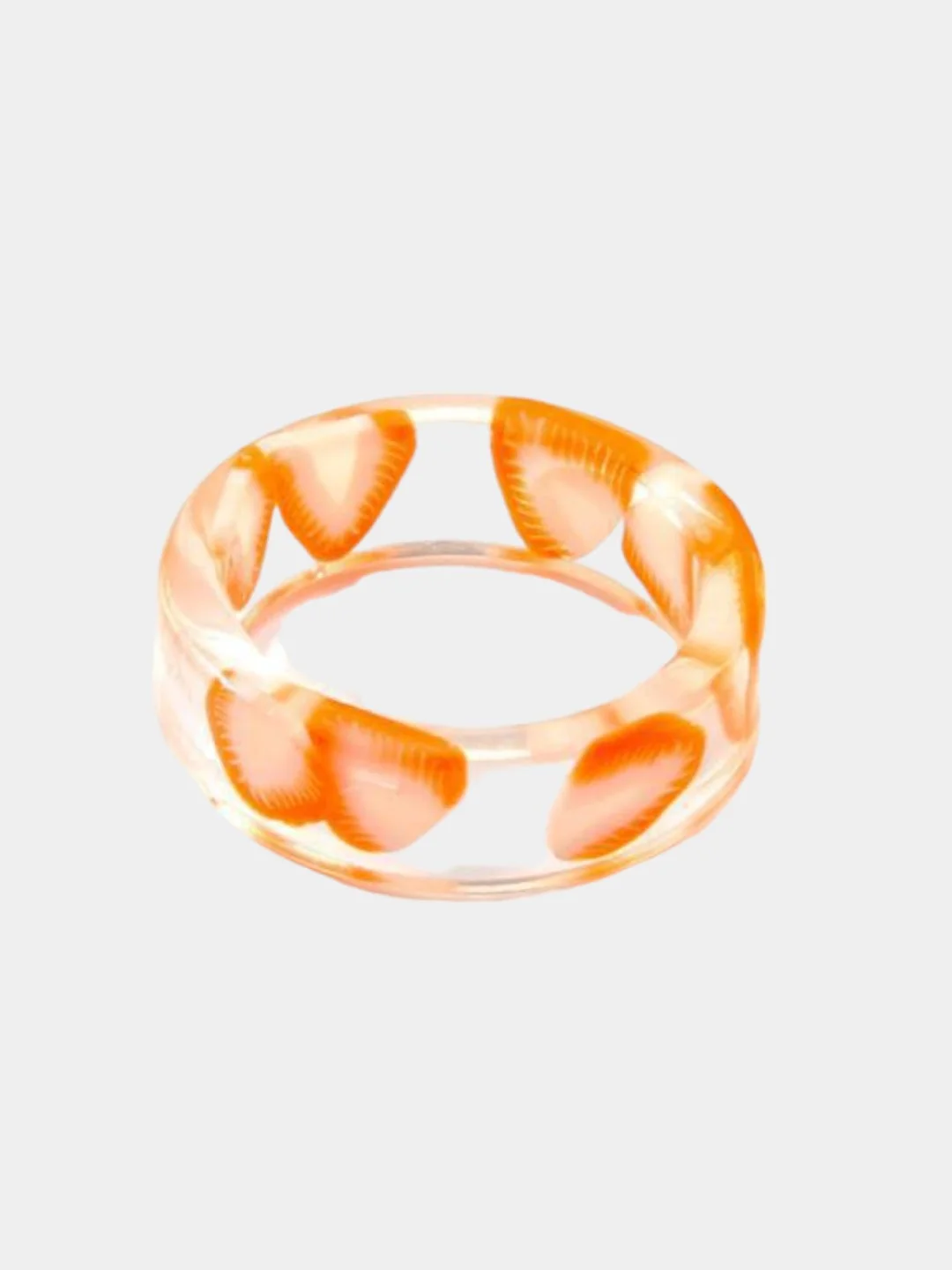 Коралловый акриловое женское кольцо, из эпоксидной смолы с фруктами