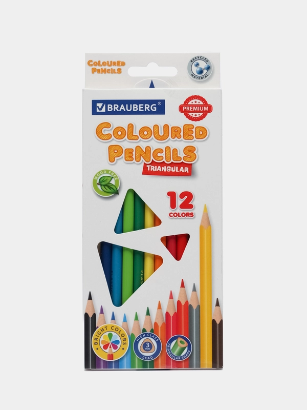 Карандаши цветные пластиковые BRAUBERG Premium, 12 цветов